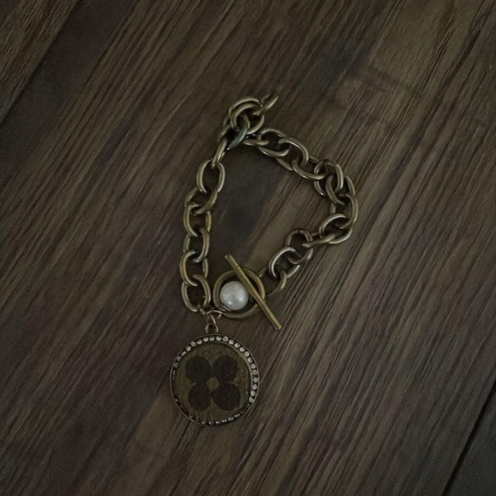 Handcrafted Chain Bracelet made with Louis Vuitton Fabric